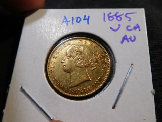 A104 Canada Newfoundland 1885 Gold 2 Dollars Very Choice Au
