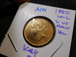 A101 Canada Newfoundland 1880 Gold 2 Dollars Unc Key Date Light Rev.  Hair Line