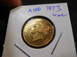 A100 Canada Newfoundland 1872 Gold 2 Dollars Unc