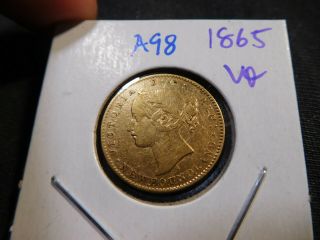 A98 Canada Newfoundland 1865 Gold 2 Dollars Vf