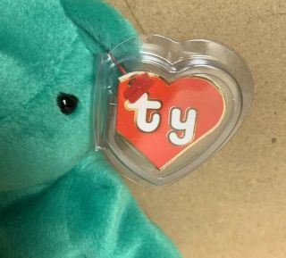 Authentic TY BEANIE BABY Old Face Teal Teddy 1st GEN.  TUSH Tag EUC 3