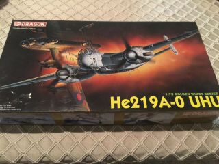 Dragon 1/72 Heinkel He219a - 0 Uhu Model Kit Fighter Golden Wings Open Box