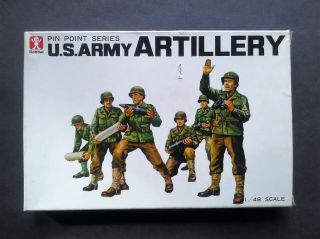 Vintage And Rare 1/48 Bandai U.  S.  Army Artillery Crew Figures Model Kit
