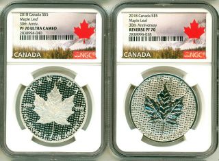 2018 Canada S$5 Modified Maple Leaf 30th Ann.  2 Coin Set Ngc Pf70 Uc Rp70 Boxcoa