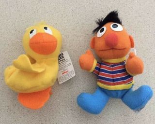 2 Sesame Street Kelloggs Mini Beans Beanie Toys Plush Ernie & Rubber Ducky