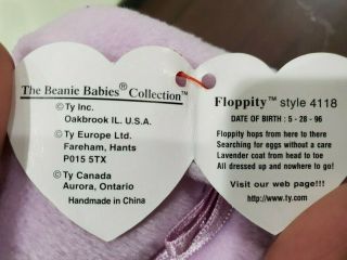 (RARE) Hippity,  Hoppity,  & Floppity Ty Beanie Babies w/ Switched Tags & Errors 3