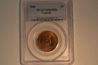1906 Canada Large Cent - Pcgs Ms - 63rb.  Lovely