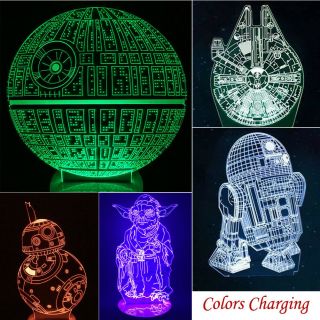 Star Wars Death Star 3d Led Acrylic Night Light 7color Touch Table Desk Art Lamp