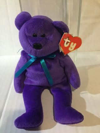 Ty Beanie Babies,  Rare Teddy 4055,  Face (violet),  Retire Date Jan 7,  1996