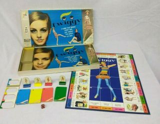 Vintage 1967 Twiggy Board Game Milton Bradley Complete