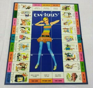Vintage 1967 Twiggy Board Game Milton Bradley Complete 2