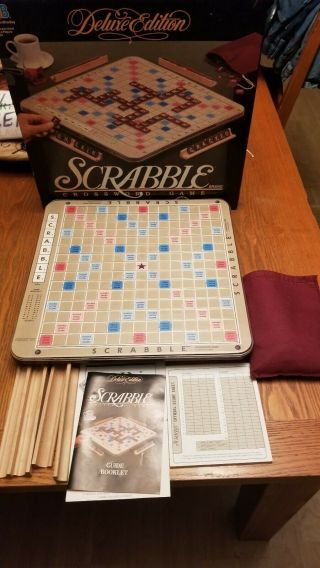 Scrabble Deluxe Turntable Edition Milton Bradley 1989 Game Complete Burgundy