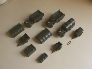 Roco Minitanks 1/87 (3) U.  S.  Army Trucks & (3) Trailers.  Unpainted L@@k