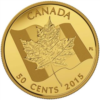 Maple Leaf - 2015 Canada 50 - Cent 1/25th Oz.  Gold Coin