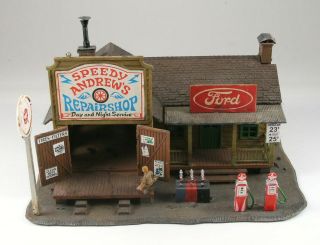 Ho Scale Old Style Gas Station/garage Slot Car Track Layout Building