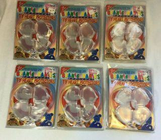 Ty Beanie Babies Heart Tag Protectors - 6 Packs Of 10 Each - - 60 Total