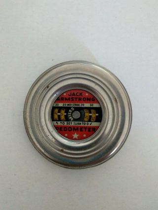 Jack Armstrong Tin Pedometer (1930 - 40s Vintage) Wheaties Cereal Promo.