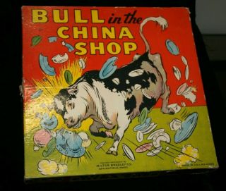 1938 Milton Bradley Bull In The China Shop Game Spinning Top Game Complete