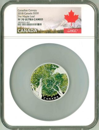 2018 Canada S$30 2 Oz.  Canadian Canopy The Maple Leaf Ngc Pf70 Uc Box & Ogp
