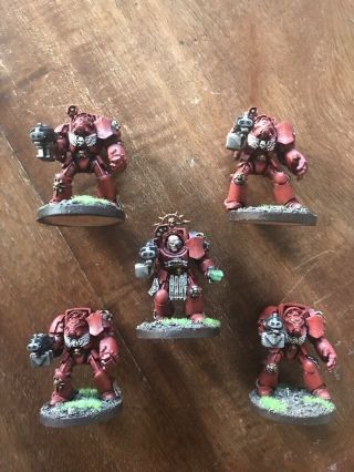 Warhammer 40k Space Marines Blood Angels Army Painted Terminator Squad 5 Models