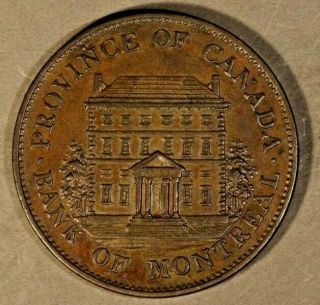 1844 Canada Bank Of Montreal 1/2 Penny Token U.  S.