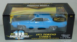 Ertl American Muscle Boxed 1971 Torino Cobra Die Cast 1:18 Blue 1/4998 Ltd Ed