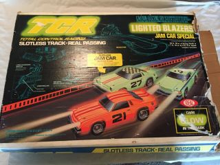 Vintage 1977 Ideal Tcr Lighted Blazers Jam Car Special Slot Car Track W/ Box