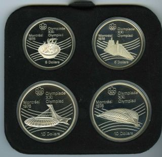 1976 Montreal Olympic Games 4 Coin Deluxe Silver proof coins.  Series VII (ser 7) 2