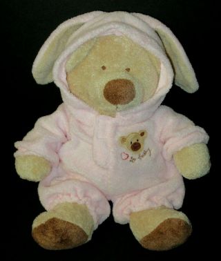 Ty Pluffies 12 " Pj Bear In Pink Bunny Pajamas Removable Love To Baby Plush 2005
