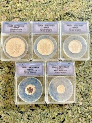 2013 Canada Maple Leaf Reverse Proof Set Anacs Rp70 5 Coins