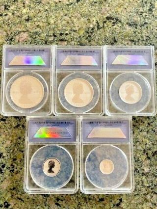 2013 CANADA MAPLE LEAF REVERSE PROOF SET ANACS RP70 5 COINS 2