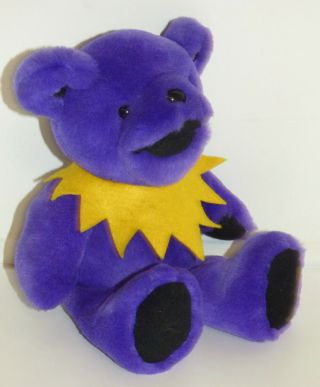 Grateful Dead Purple Bear Stuffed Plush Beanie Gold Collar 12 " Collectible Toy