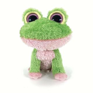 2009 Ty Beanie Boos Kiwi Frog Green Pink Plush Big Eyes 6 " Retired Stuff Animal