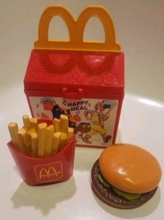 Vintage 1989 Fisher Price Fun Food Mcdonalds Happy Meal Lunch Box Burger Fries