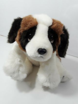 1991 Ty Classic Spanky St.  Bernard Puppy Dog Plush White Brown Sad Eyes 17 "