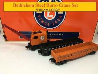 Lionel No.  20 Operating Bethlehem Steel I Beam Logo Burro Crane & Gondola Set