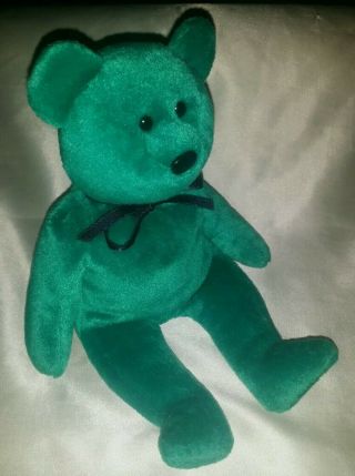 Authentic Ty Beanie Baby " Teal Teddy " Face (no Hang Tag) 1st Gen Tush