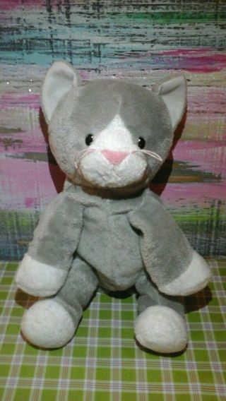 Ty Pursley Pluffies Gray White Cat Plush 2010 Soft Toy Stuffed 9 " Lovey Baby