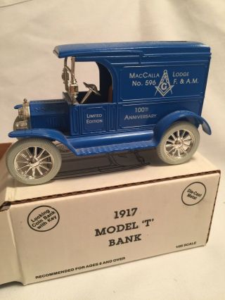 Ertl Maccall Lodge 596 Limited Edition 1132 1917 Ford Model T Diecast Bank 7626