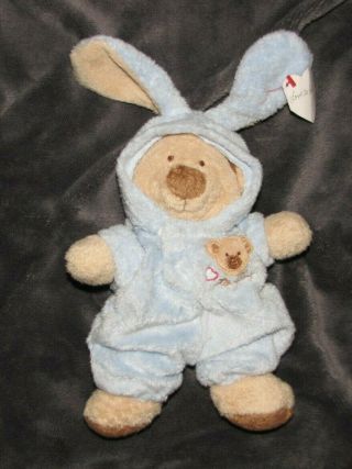 Ty Love To Baby Blue Tan Bear Bunny Removable Pajamas Plush Beanie 8 "