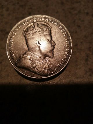 1905 Canada Silver 50 Cent Coin Edward Vii Fine - Vf Key Date Only 40,  000 Minted