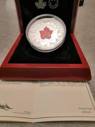 2016 Canada Autumn Radiance Murano Glass Maple Leaf 5 Oz Silver Coin 1899