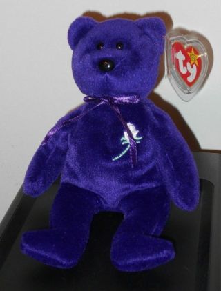 Ty Beanie Baby Princess (diana) Bear (pvc Pellets Made In China 1997) Mwmt