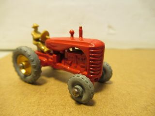Lesney Tractor Massey Harris Red W Gray Tires Vintage Old Toy Usa