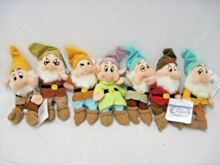 With Tags Disney Store Plush Mini Bean Bag All Seven Dwarfs Snow White
