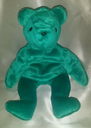 Authentic Ty Beanie Baby " Old Face Teal Teddy " (no Swing Tag) ☆ 1st Gen.  Tush ☆