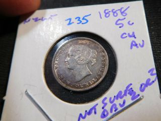 Z35 Canada Newfoundland 1888 5 Cents Choice Au Not Sure Obv.  2 Or 3