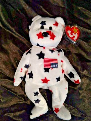 Ty Beanie Babies " Glory The Bear " Rare Error Flag Upside Down 5/6 Tags