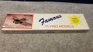 Vintage Famous Flying Models Spad S Xiii Rubber Power Wood Kit 16 " Wing Span