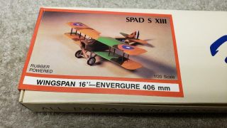 Vintage Famous Flying Models Spad S XIII Rubber Power Wood Kit 16 